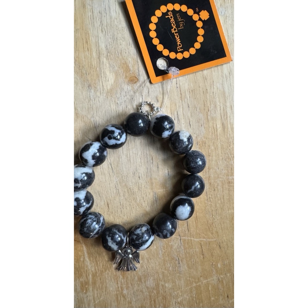 Dolomite Beaded Protection Bracelet With Angel Charm, New With Tags